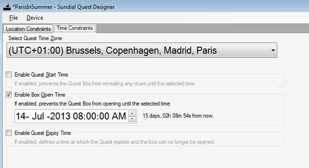 Time constraints in Paris Quest